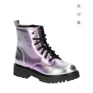 Girls Metallic Combat Boots Wonder Nation Purple Silver Size 13